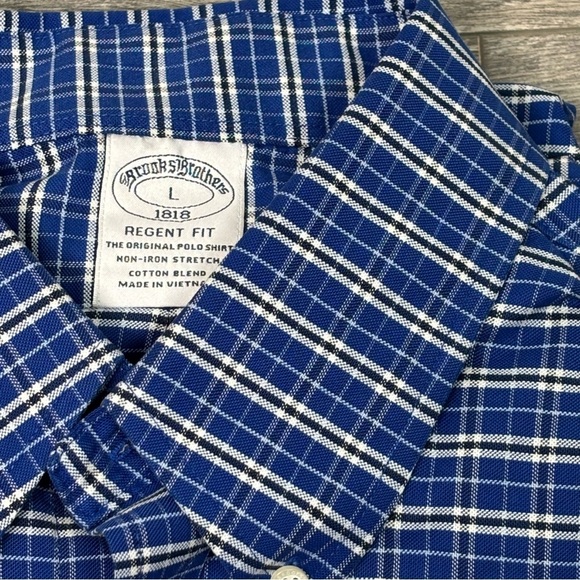 Brooks Brothers Blue and‎ White Casual Regent Fit Button Down Shirt size L 279 - Picture 2 of 9